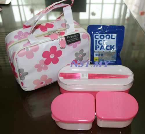 Japan Import Pink Flower Bento Box Set