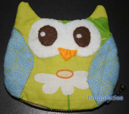 Handmade Owl Green Purse
