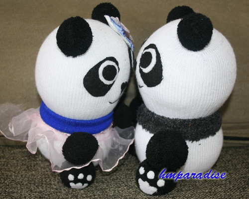 "Panda Lovers" Handmade Sock Dolls - Click Image to Close