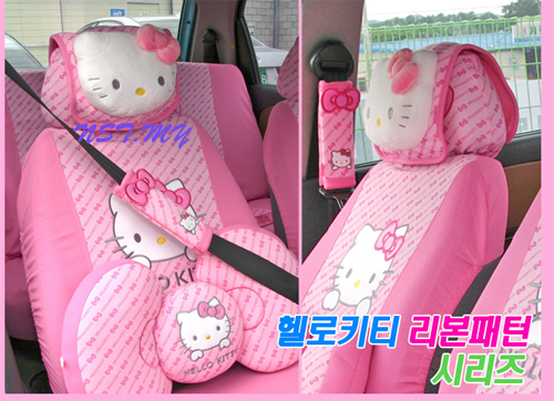 Hello Kitty Bows Car Head Cushion