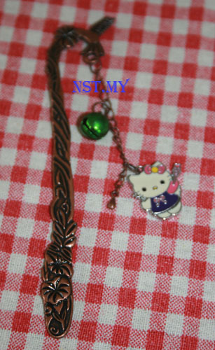 Purple Kitty and Bell 3D Bookmark