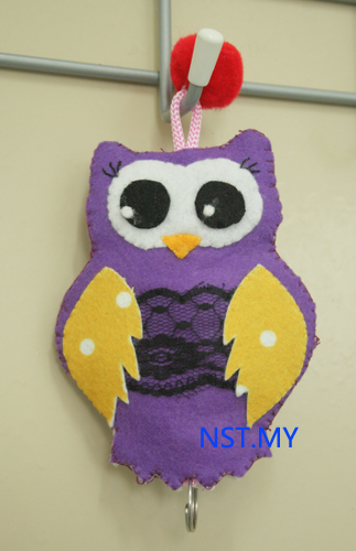 Handmade Key Holder- Purple Owl