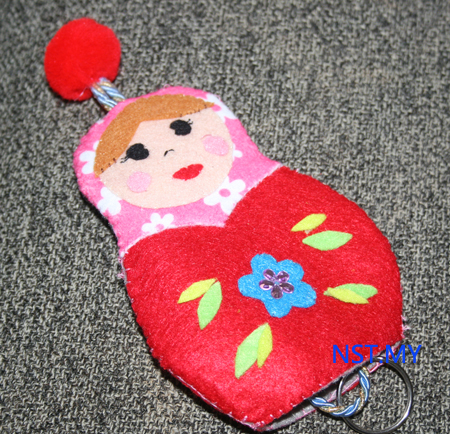 Handmade Key Holder- Red Russian Doll