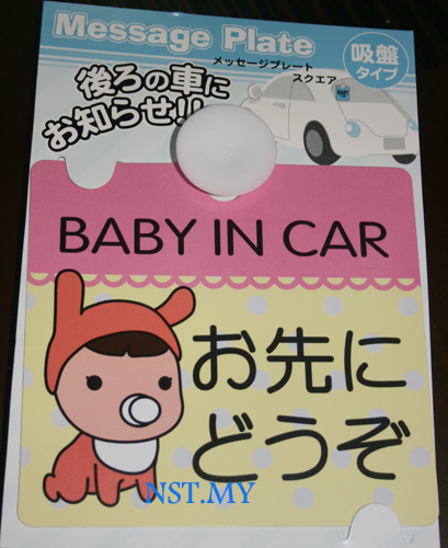 Baby in Car Windows Plate