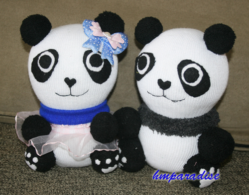 "Panda Lovers" Handmade Sock Dolls