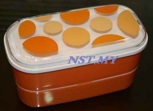 Japan Import Orange Balloon Double Decker Bento Box