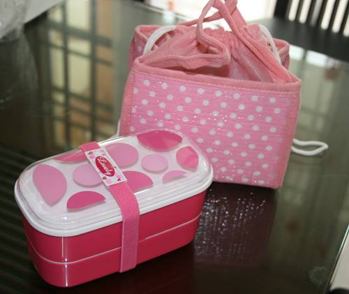 Japan Import Pink Double Decker Bento Box Set