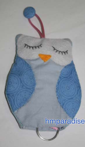 Handmade Sleeping Blue Owl Keyholder